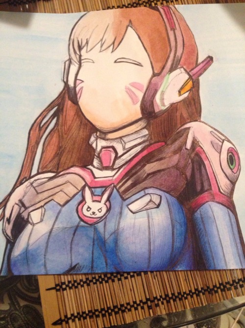 D. Va, work in progress, watercolor.I can&rsquo;t wait to get Overwatch.