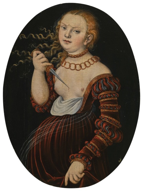 Lucas Cranach the Elder (German, 1472-1553, b. Kronach, Germany) - Lucretia Paintings: Oil on marouf