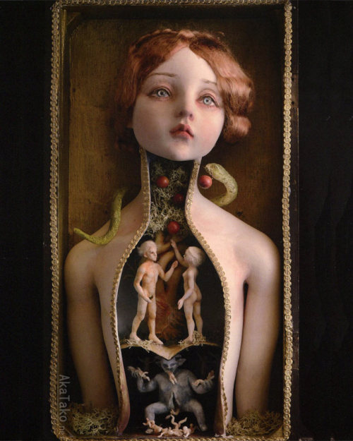 FORBIDDEN FRUIT doll was handmade by Mari Shimizu in 2012. Photo printed in 2016 book “Wachtra