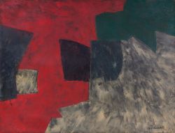 blastedheath:  Serge Poliakoff (Russian-French, 1900-1969), Composition rouge, gris, noir (60-72). 1960. Oil on canvas, 130 x 162 cm. 