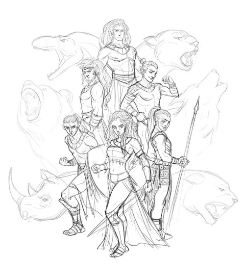 Sketch for a personal painting. Kaori and her family. It’s been so long since I paint something big 
