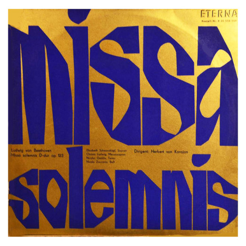 Christoph Ehbets, record cover for Label Eterna: Beethoven, Missa Solemnis, 1966. Bach / Matthäuspas