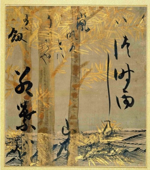 design-is-fine:Waka poems (Shikishi), pictures of flowers and grasses of the Four Seasons, Tawa