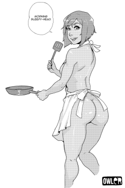 owlerart:  keep your girlfriend up all night, then cook her breakfast when she sleeps in   (ﾉ^ヮ^)ﾉ*:・ﾟ✧      &lt; |D’‘‘‘‘‘