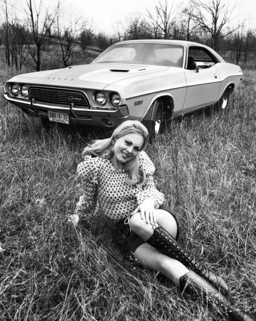 70spostergirls: damsellover: Dodge Challenger, 1972.  Oh, and there’s a girl in the pictu