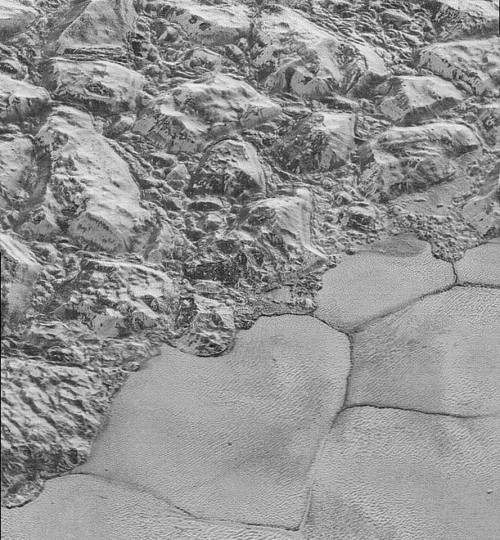 yungcosmonauts:    Mountains…On Pluto!NASA’s New Horizons spacecraft has sent back the best close-ups of Pluto that we are likely to see for decades. Taken on 14 July, the new images are from a sequence taken near the spacecraft’s closest approach