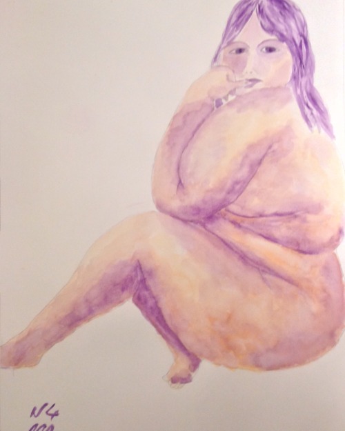 nigelrudkinart:“Pensive Nude”; 841mm x 594mm, 25/12/15 - a Christmas present to the model from the a