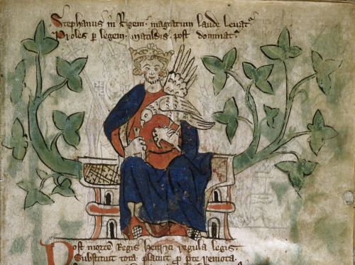 Some kings of England, from the Royal 20 A II manuscript, written between 1307 and 1327.In order, th