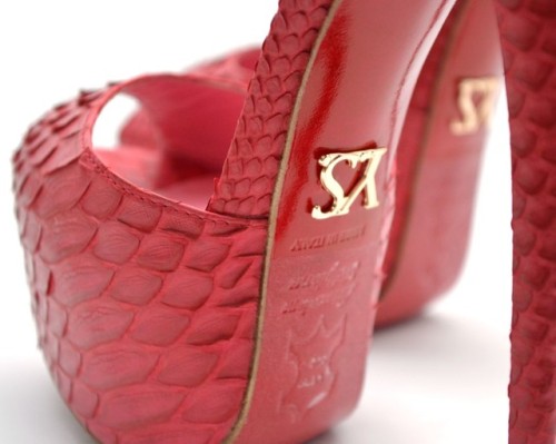 Red python high heeled sandals Choose main color, heel high and sole color