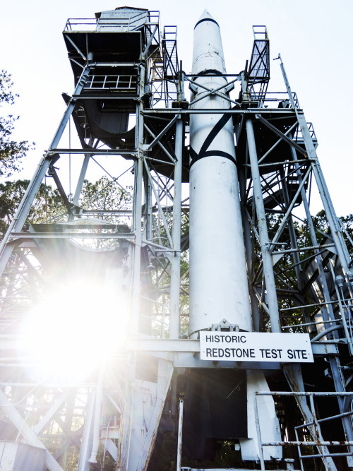 projecthabu:       The Historical Redstone Test Stand was built by Wernher von Braun in 1953, to perform static testing on the Redstone family of rockets. The stand was used until 1961, and performed 362 static test firings. A control room is situated