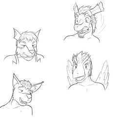 Some headshot sketches of the sentai members