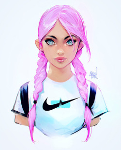 Rossdraws:painted This Last Night Before I Went To Bed! Pink And Blue Combos Are