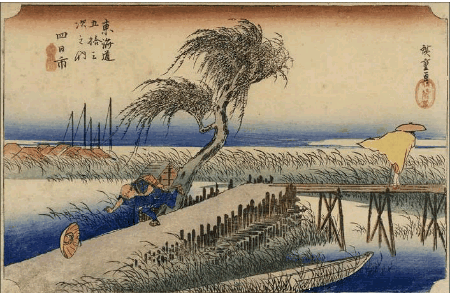 fujiwara57:“Les 53 relais du Tōkaidō” de Utagawa Hiroshige 歌川広重 (1797-1858) né Andō Hiroshige, dessi