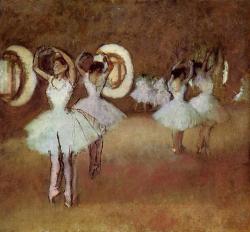 artist-degas: Dance Rehearsal in the Studio of the Opera, 1895, Edgar DegasMedium: oil on canvas