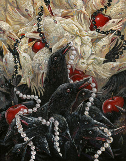 hajandrade:  Aaron Jasinski, Birds of a Feather, 2013, acrylic on panel, 14″ x 11″ [source]