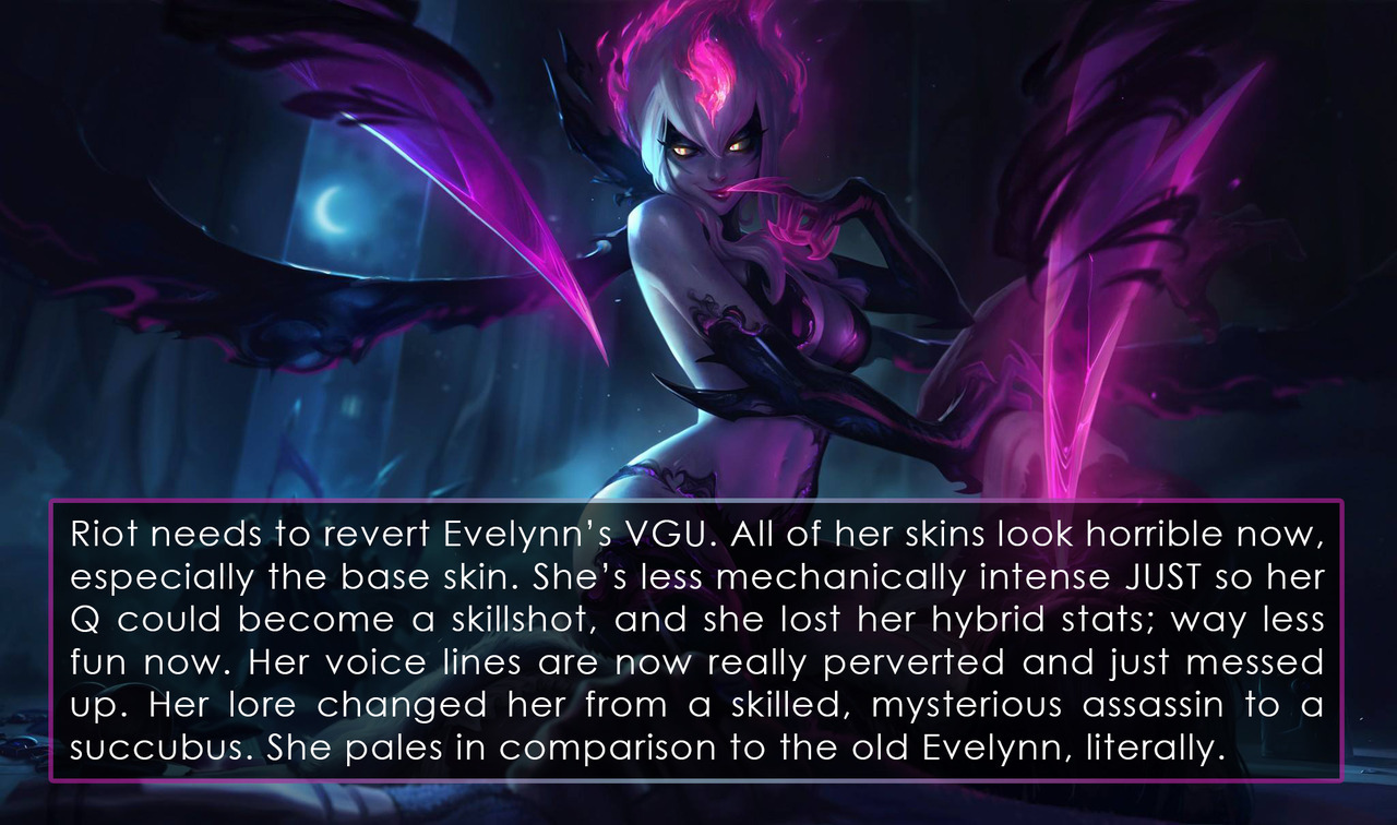 League Of Legends Confessions Riot Needs To Revert Evelynn S Vgu All Of Her League Of Legends Confessions Riot Needs To Revert Evelynn S Vgu All Of Her