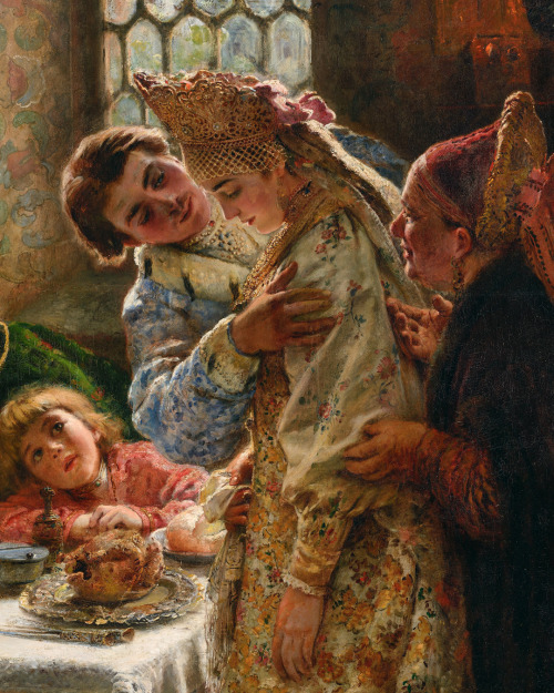 mysteriousartcentury:Konstantin Makovsky (1839-1915), A Boyar Wedding Feast, 1883, oil on canvas, 24