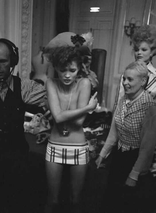 kate-jam-and-diamonds:Vivienne Westwood backstage 1993 / ph: Gavin Bond