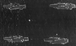 retrowar:Aerial view of the U.S. Navy aircraft