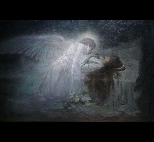 thelongvictorian:Silence for the soul (1906) byJosef Mandl (Czech, 1874-1933).  Angels in art.