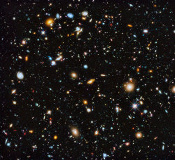 spaceplasma:   There are 10,000 galaxies in the image above—a beautiful composite of pictures taken by the Hubble from 2003-2012. The galaxies, which look like jewels set against the black backdrop of space, were captured by two different cameras—the