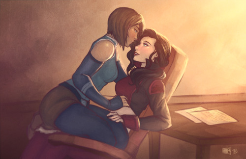 denimcatfish:Long overdue Korrasami collab with iahfy. <: Because office lovin’ that’s why.<3 /////<3