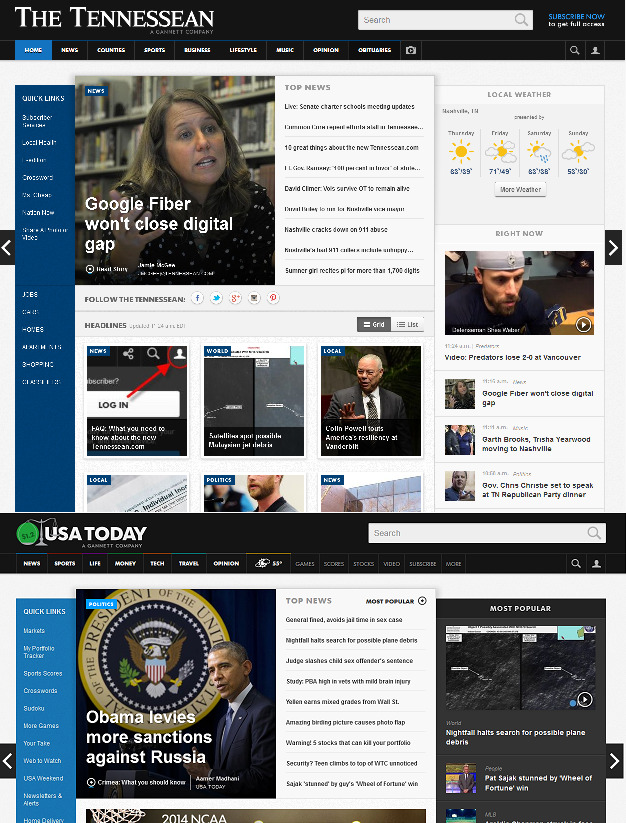 With the website redesign mimicking usatoday.com, The Tennesean continues it’s march towards complete conformity with its parent publication, USA Today. I really want to support good local journalism, but this stuff is neither good nor local anymore....