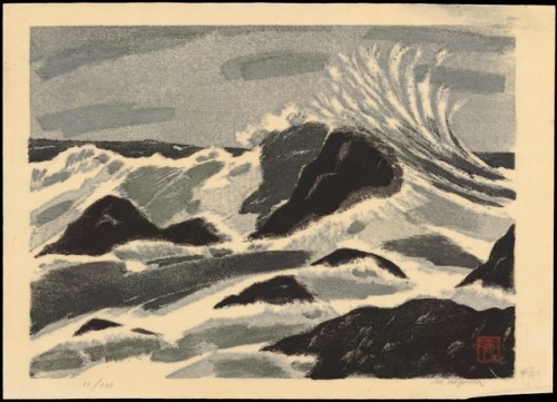 wonderlartcafe:Artist: Aoyama, Masaharu Title: Breaking waves (1) Date: 1950