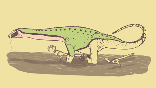 Day 11 of my palette challenge (palettes found here) has Sarmientosaurus in #49 taking a drink, whil