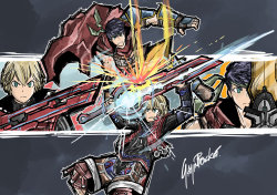 monado-barrette:Shulk VS Ike by gaijinrocket