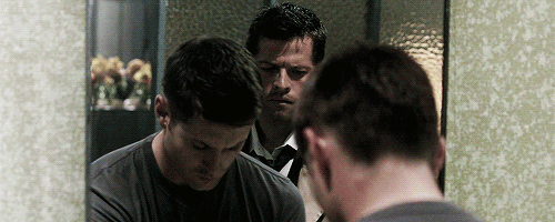 doyoueverfeelfeels:  casfucker:  a-sanguine-heart:  beeishappy:  SPN | Cas appears  …out of fucking nowhere.  out of dean’s ass  dude but its like he likes scaring the suit out of everybody 