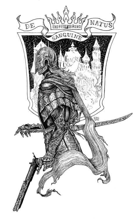 We are born of the blood. Made men by the blood. Undone by the blood.More Bloodborne for Inktober. A