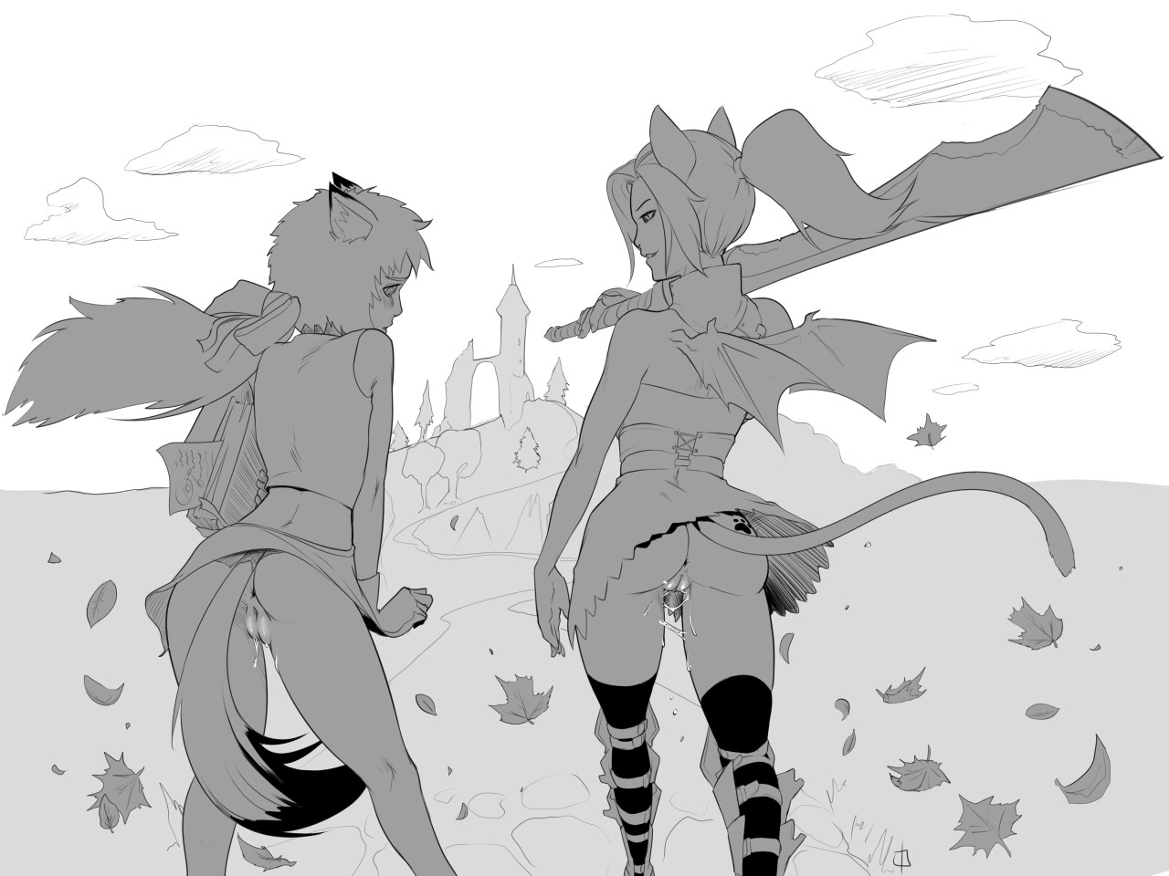 jadonyart:  sapphicneko:  The windy day. Sapphic Neko and Ania out for a stroll when