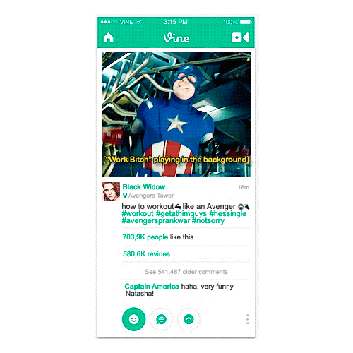 fromthemiddleoftheocean:  The Avengers + Vine  Inspired by this post  