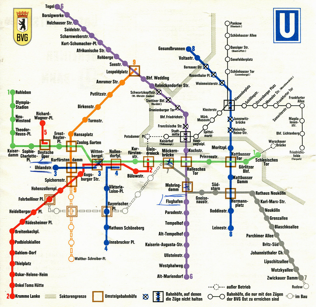 Berlin U Bahn Subway Map 1970 By Roger Maps On The Web