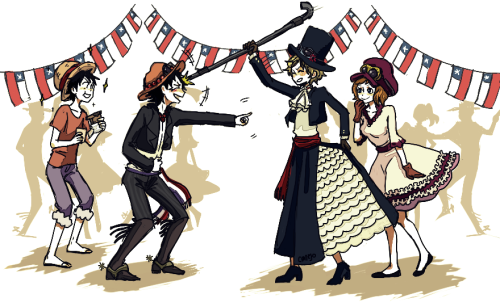 dakumes:I feel patriotic… Nah, I just wanted to draw them with a dress, ah…