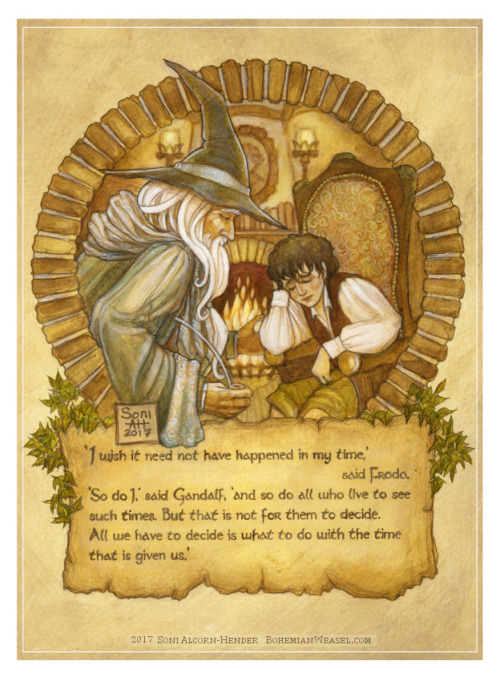 Illustration by Soni Alcorn-Hender, scene from The Fellowship of the Ring (chapter ‘Shadow of the Pa