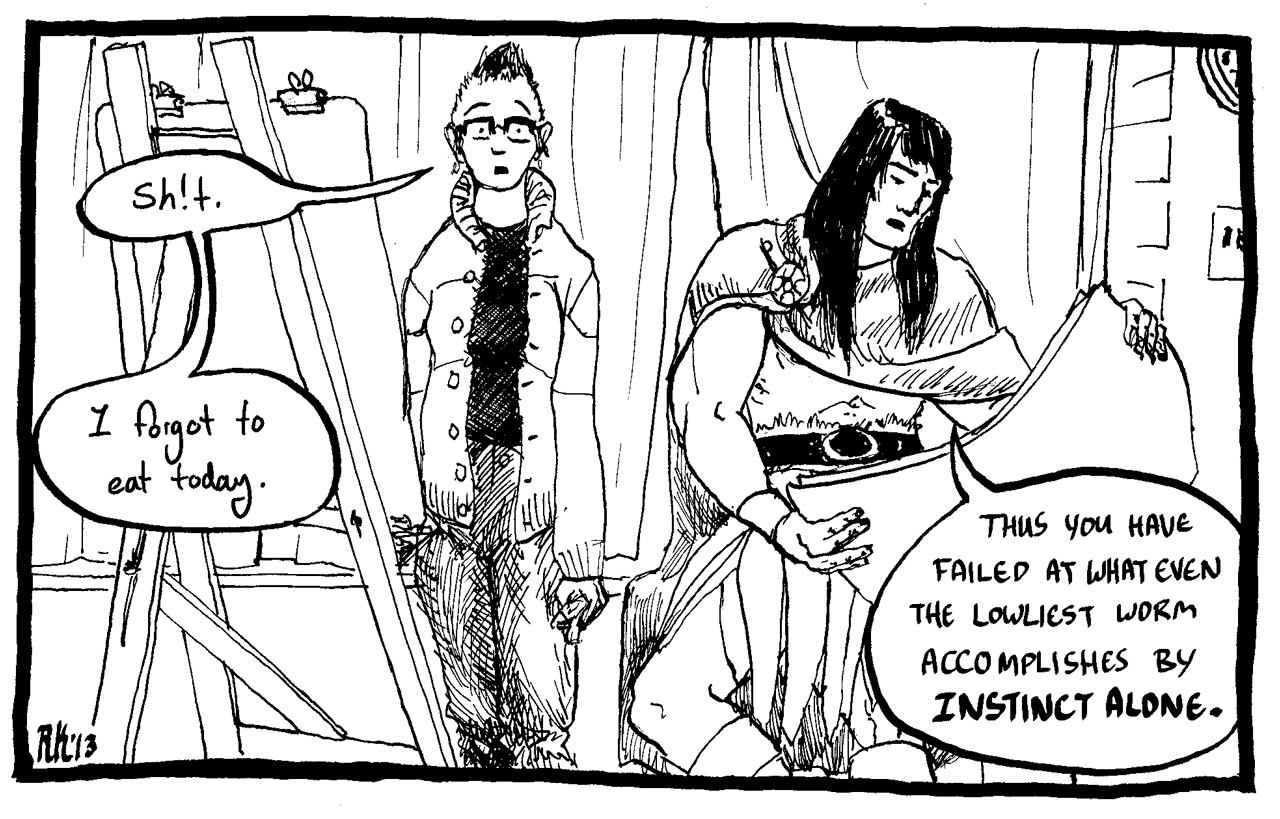 wealdcomics:By Crom! is Rachel Kahn’s joke-a-panel autobiographical comic featuring