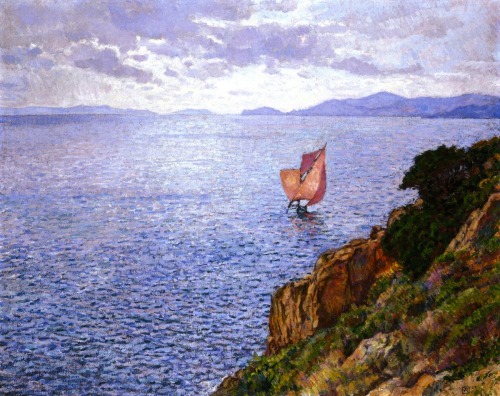 dappledwithshadow:  Cap BénatTheo van Rysselberghe1913-1914Private collection	Painting - oil on canvas Height: 81 cm (31.89 in.), Width: 100 cm (39.37 in.) 