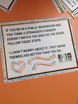 fellpieces:  transyouthequality:  transboys:  whatthefruk:  In my highschool we are putting these signs up. We put the first picture up and if someone rips it off, they get the one to the right beneath.  This is dope  Great!  Reblog the shit out of this