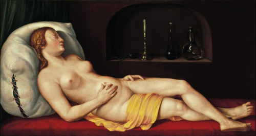 justineportraits:Georg Pencz    Sleeping woman (Vanitas)   1544