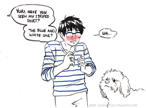 heidiblack: I missed yesterday, so today will be a double post!  Yuri on Ice prompt day 6: Yuuri wea