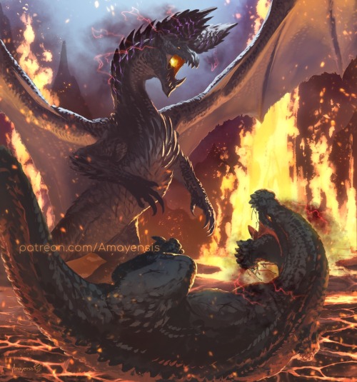 amayensis:Dragon Clash -Finished version of this art! The full speed-painting was done under 3 hours