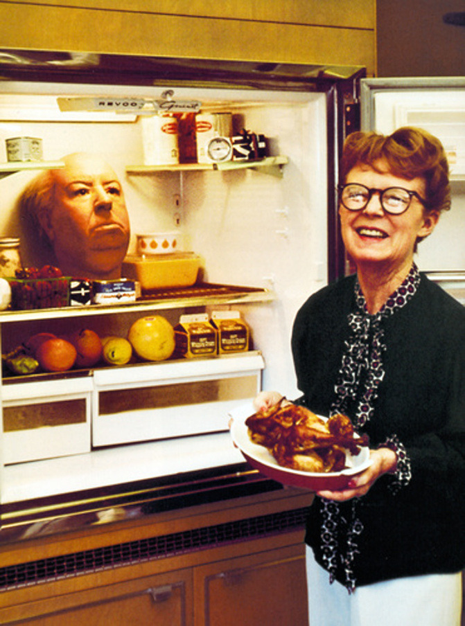 Alma Reville and her husband (Alfred Hitchcock). The head in the Revco Gourmet fridge