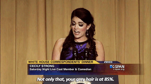 sandandglass:Video: Cecily Strong at the 2015White House Correspondents’ Dinner