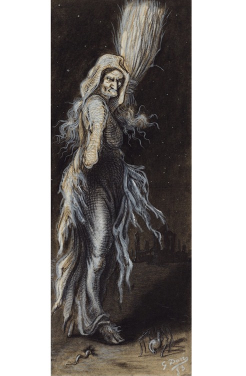 The Witch.1853.Pencil, black chalk with white-body colour on laid paper.40.1 x 15.3 cm. (15.74 x 5.9
