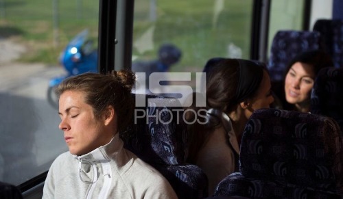 uswnt-and-nwsl - Kelley sleeping on the bus.