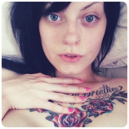 ceresleigh:  I’m just going to lay in bed forever, k bye. #sleepy #bed #life #suicidegirls #chesttattoo #blueeyes #selfiesaturday #sgselfie #suicidegirlsselfie 