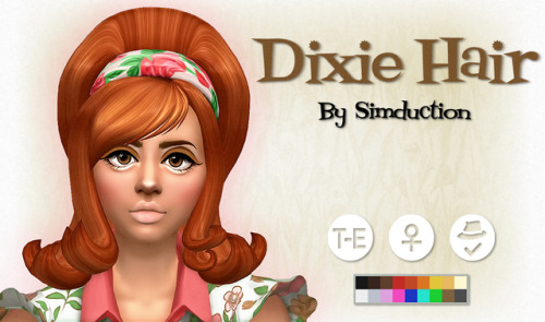 simduction:  Dixie Hair by Simduction New hair for females. Mesh from scratch, base game compatible,