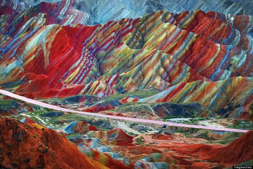 sixpenceee:Danxia Landforms, ChinaThese colorful rock formations are the result of red sandstone and